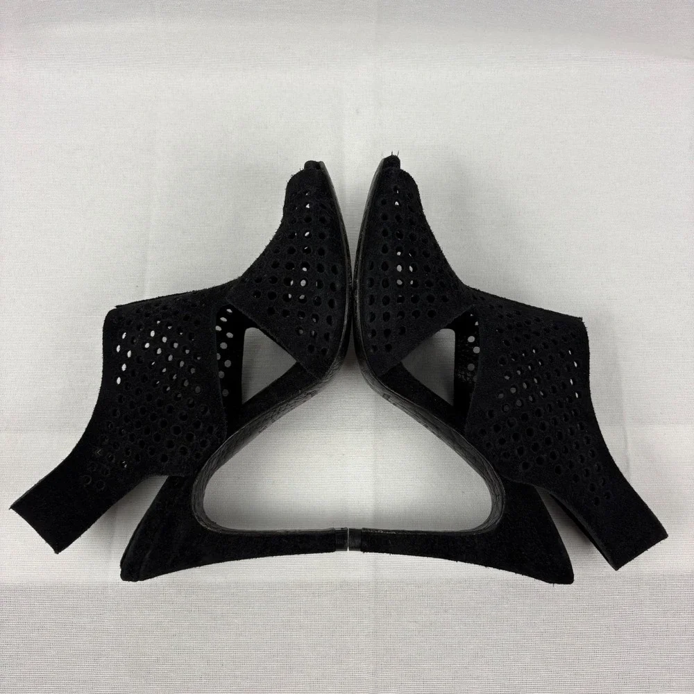 Pedro Garcia Samara Open Toe Perforated Slingback Heel Suede Size EU 35.5/US 5.5